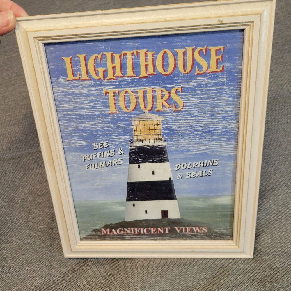 Set of 3 Nautical Framed Art Prints Lighthouse Sailboat Beach Hut Coastal Decor - Picture 4 of 5